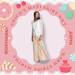 CHICO’S Warm Stripe Martha Maxi Skirt NWT